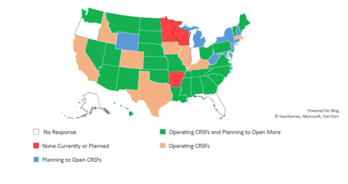 Status of States Operating or Planning to Open Crisis Receiving and Stabilization Facilities, 2022
