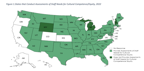 States that conduct assessments of staff needs for cultural competence/equity