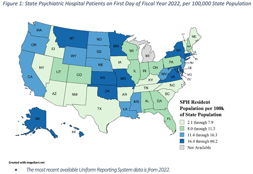 State Psychiatric Hospital Patients on First Day of Fiscal Year 2022